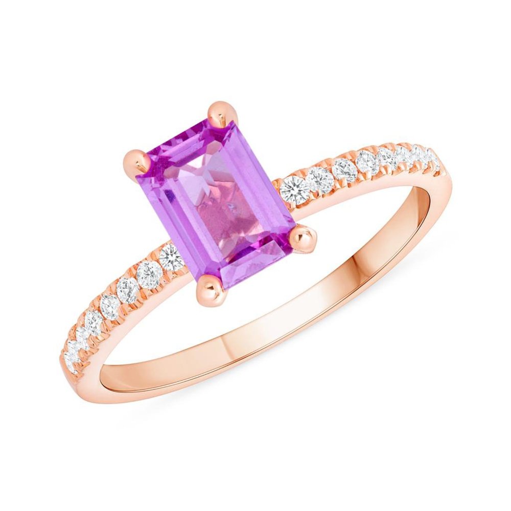 1.08 CT Pink Sapphire & 0.20 CT Diamonds in 14K Rose Gold Engagement Ring